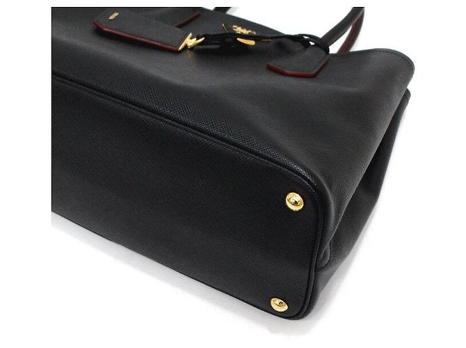 Prada Gold Logo Saffiano Double Medium Tote Bag und Schultertasche - Ansicht 9