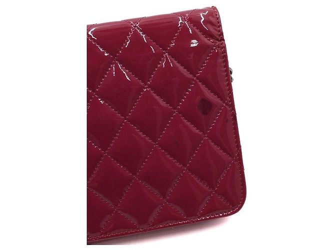 Chanel Borsa a tracolla WOC Wallet on Chain in vernice rosa con catena logo tono argento - vista 10