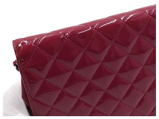 Chanel Borsa a tracolla WOC Wallet on Chain in vernice rosa con catena logo tono argento - vista 12