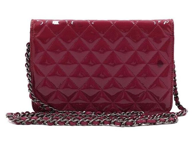 Chanel Borsa a tracolla WOC Wallet on Chain in vernice rosa con catena logo tono argento - vista 4