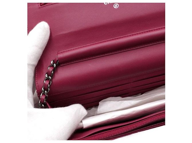 Chanel Borsa a tracolla WOC Wallet on Chain in vernice rosa con catena logo tono argento - vista 7