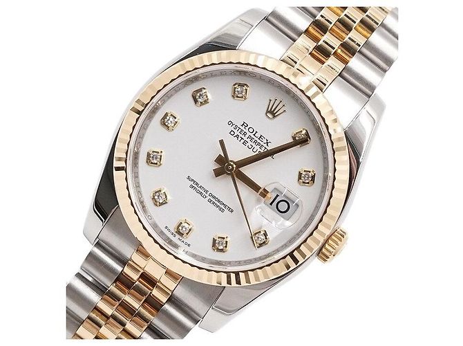 Rolex Orologio da uomo Datejust in combinazione d'oro con diamanti, quadrante bianco - vista 2