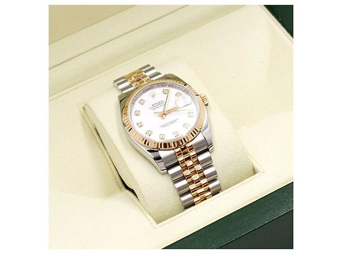 Rolex Orologio da uomo Datejust in combinazione d'oro con diamanti, quadrante bianco - vista 6