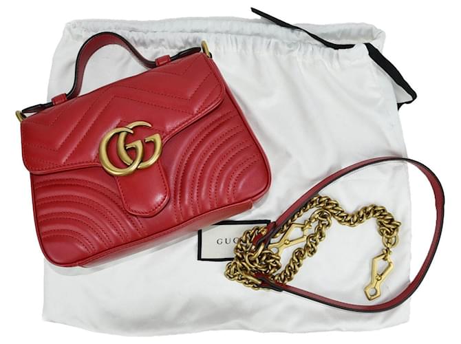 Gucci Borsa a tracolla e a mano Marmont Rosso - vista 6