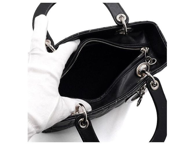 Dior Saco Tote Lady Medium Cannage Preto com Costuras Multicores e Alça de Ombro - vista 5