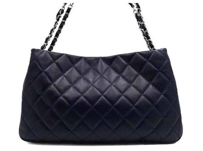 Chanel Timeless CC Logo Shopping Bag mit Reißverschluss und silberner Kette Blau - Ansicht 4