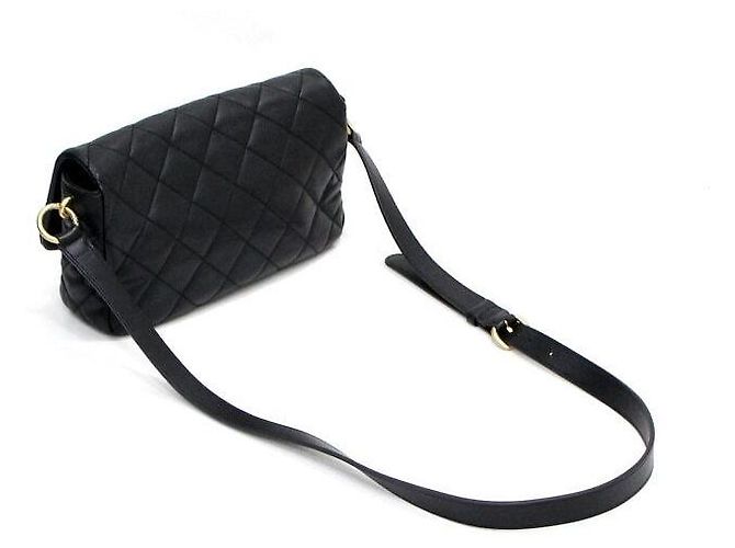 Chanel Borsa a tracolla e borsa a spalla con patta CC in pelle nera e tono oro Season Nero - vista 13