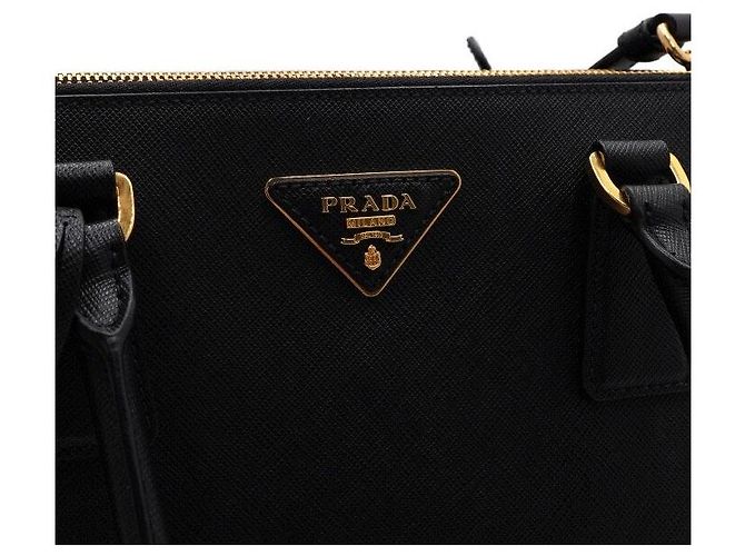 Prada Borsa Tote e Borsa a Tracolla Double Zip Galleria Saffiano Lux Nera Nero - vista 10