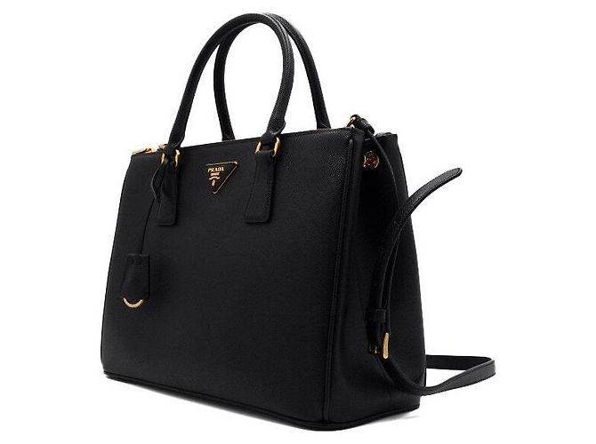 Prada Borsa Tote e Borsa a Tracolla Double Zip Galleria Saffiano Lux Nera Nero - vista 2