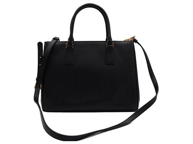 Prada Borsa Tote e Borsa a Tracolla Double Zip Galleria Saffiano Lux Nera Nero - vista 4