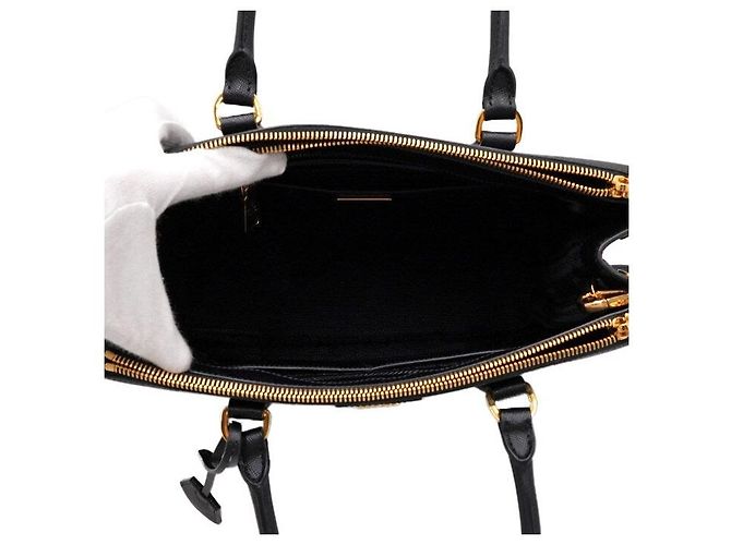 Prada Borsa Tote e Borsa a Tracolla Double Zip Galleria Saffiano Lux Nera Nero - vista 5