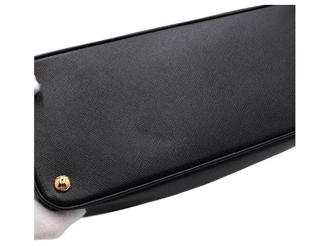 Prada Borsa Tote e Borsa a Tracolla Double Zip Galleria Saffiano Lux Nera Nero - vista 7