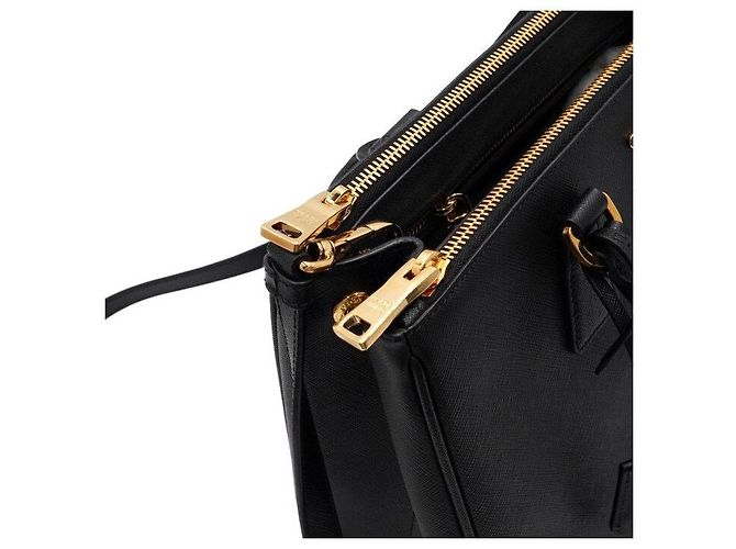 Prada Borsa Tote e Borsa a Tracolla Double Zip Galleria Saffiano Lux Nera Nero - vista 9