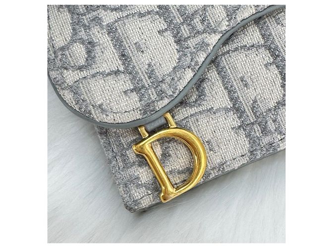 Dior Oblique Saddle Kartenetui Grau Braun - Ansicht 5