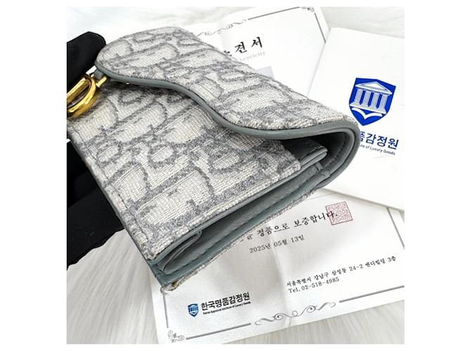 Dior Oblique Saddle Kartenetui Grau Braun - Ansicht 9