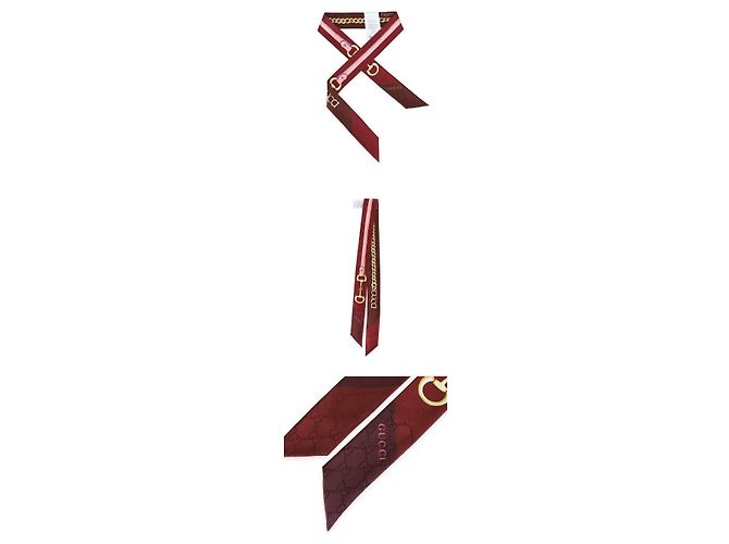 Gucci Foulard in seta stampato con catena e morsetto da donna Rosso - vista 3