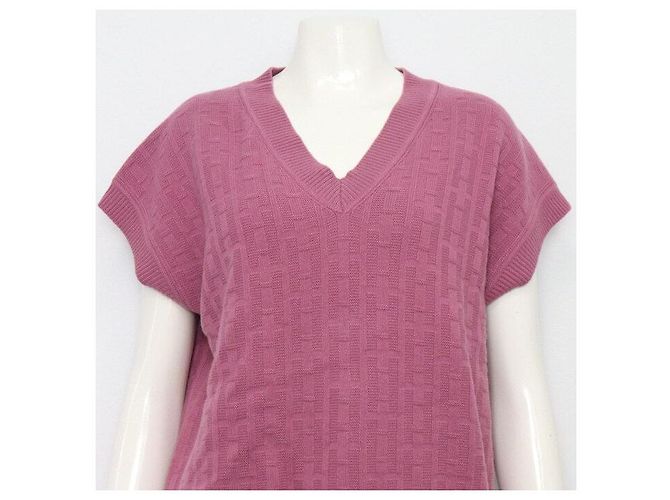 Hermès Rose Aphrodite Logo Strickweste V-Neck für Damen Lila - Ansicht 2