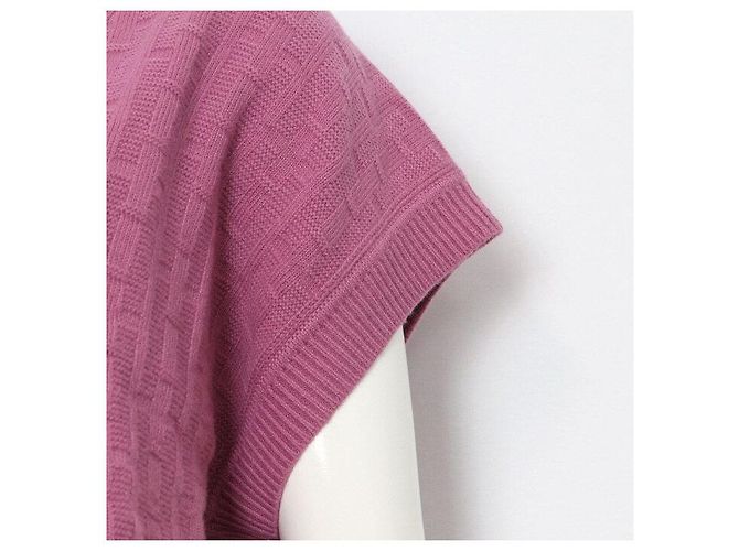 Hermès Rose Aphrodite Logo Strickweste V-Neck für Damen Lila - Ansicht 3