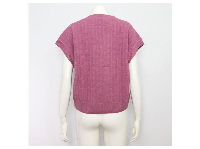 Hermès Rose Aphrodite Logo Strickweste V-Neck für Damen Lila - Ansicht 4