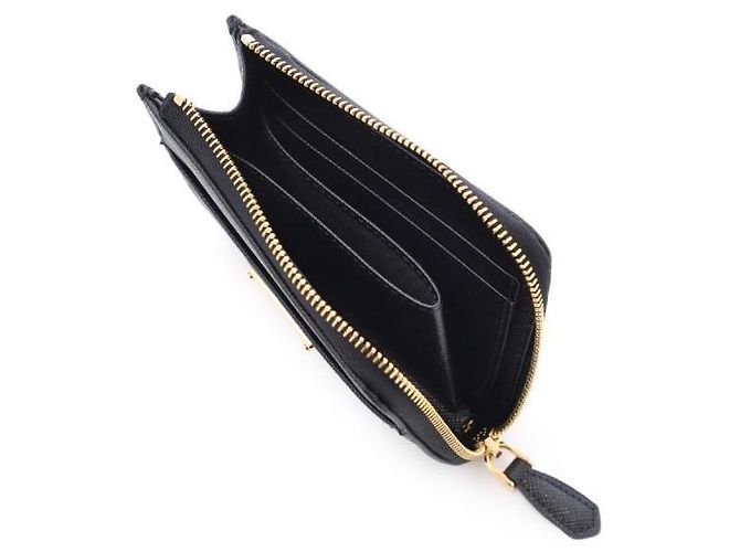 Prada Portafoglio piccolo con zip in pelle Saffiano Nero - vista 5