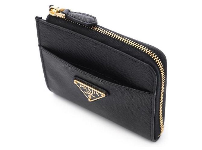 Prada Portafoglio piccolo con zip in pelle Saffiano Nero - vista 6