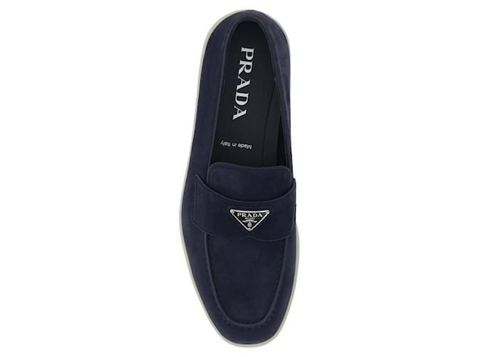 Prada Mocassini in camoscio con logo Triangle Nero - vista 6