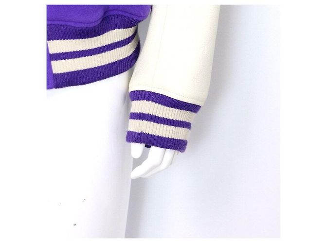 Louis Vuitton Multi-Patch Mixed Leather Varsity Jacket for Men Purple - view 3