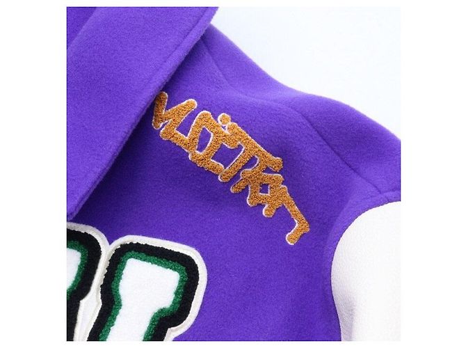 Louis Vuitton Multi-Patch Mixed Leather Varsity Jacket for Men Purple - view 8