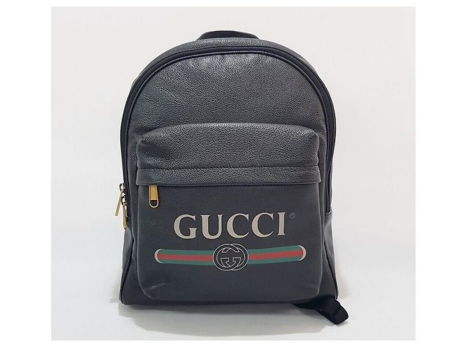 Gucci Logo Leder-Rucksack Schwarz - Ansicht 2