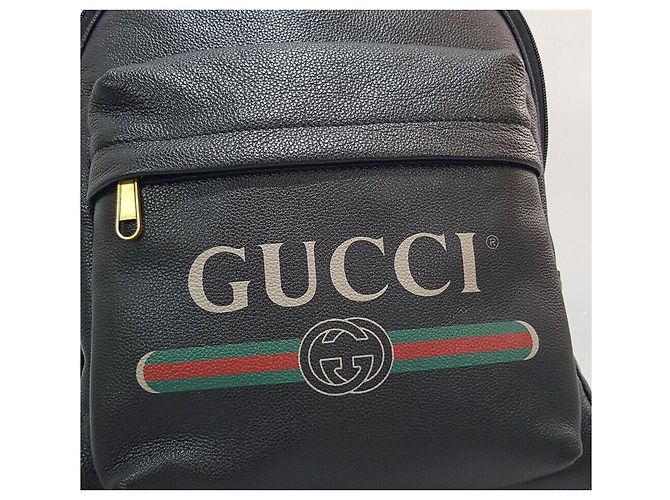 Gucci Logo Leder-Rucksack Schwarz - Ansicht 3