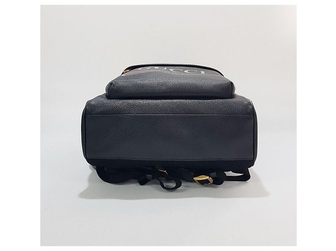 Gucci Logo Leder-Rucksack Schwarz - Ansicht 7
