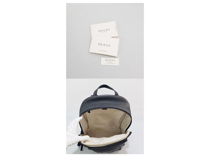 Gucci Logo Leder-Rucksack Schwarz - Ansicht 9