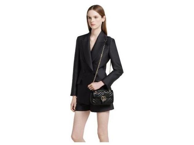 Gucci Borsa a tracolla Small GG Marmont Nero - vista 7