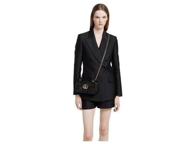 Gucci Borsa a tracolla Small GG Marmont Nero - vista 8