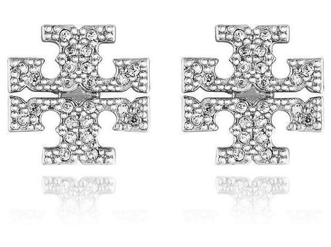 Tory Burch Kira Crystal Logo Ohrringe Silber - Ansicht 2