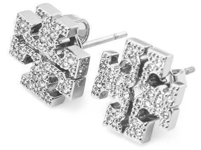 Tory Burch Kira Crystal Logo Ohrringe Silber - Ansicht 5