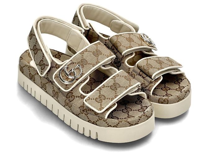 Gucci Sandali GG Supreme con cinturino in velcro - vista 3