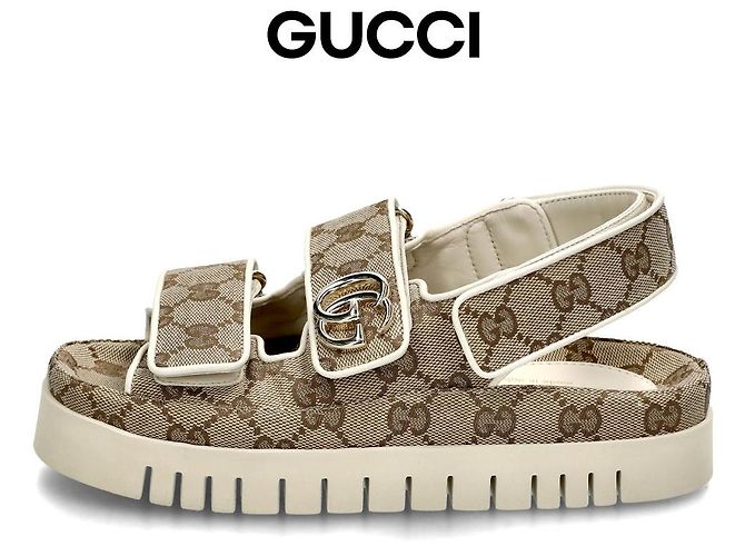 Gucci Sandali GG Supreme con cinturino in velcro - vista 5