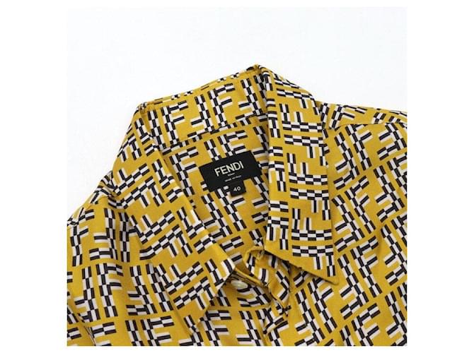 Fendi Labyrinth Yellow Silk Kurzarmhemd Gelb - Ansicht 5