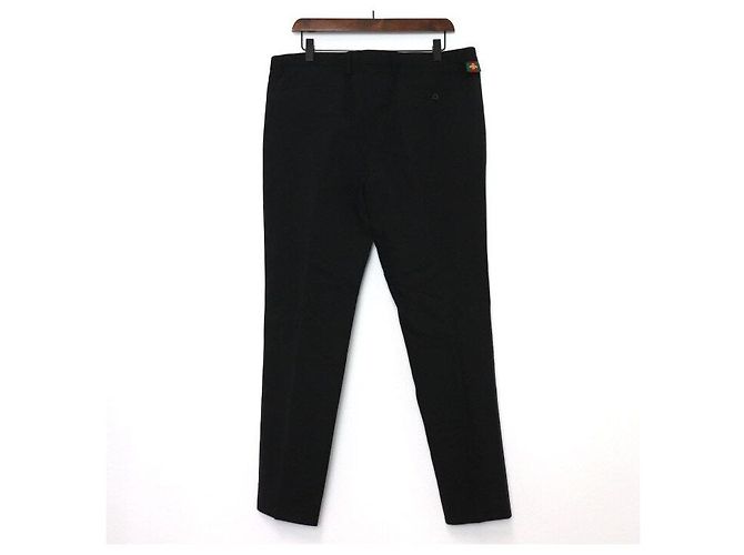 Gucci Pantaloni in cotone neri da uomo con logo Bee Web - vista 4