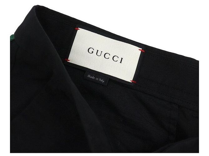 Gucci Pantaloni in cotone neri da uomo con logo Bee Web - vista 6