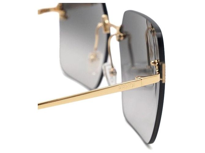 Fendi Herrensonnenbrille mit schwarzen quadratischen Gläsern in Goldtönen - Ansicht 4
