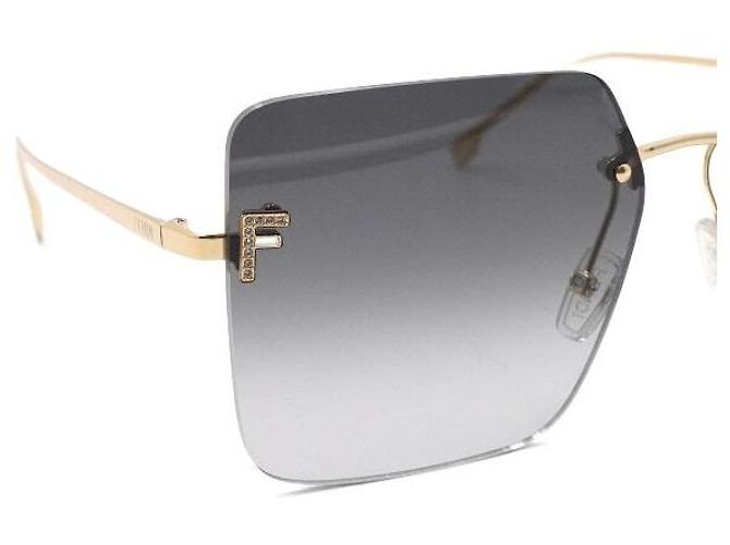 Fendi Herrensonnenbrille mit schwarzen quadratischen Gläsern in Goldtönen - Ansicht 6
