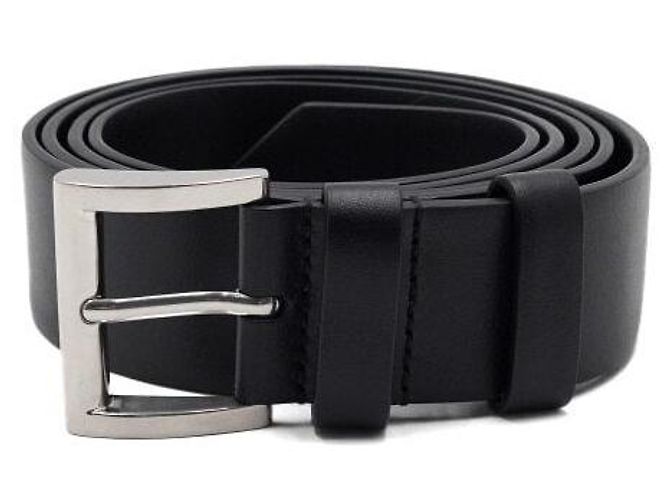 Prada Smooth Leather Silver Triangle Logo Men's Belt - view 3