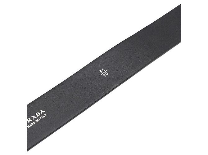 Prada Smooth Leather Silver Triangle Logo Men's Belt - view 7