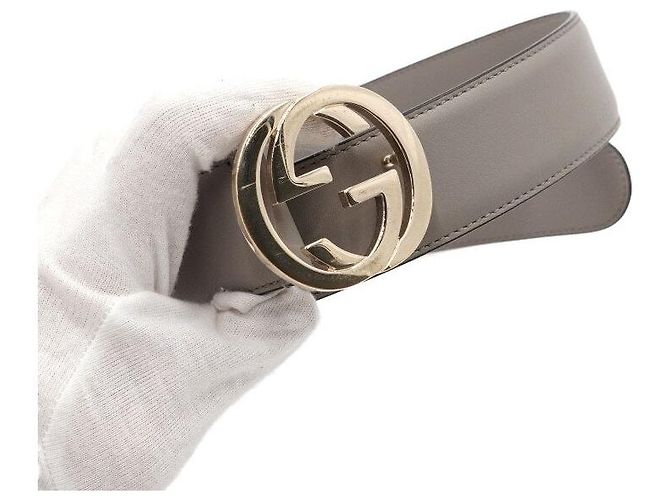 Gucci Gold Metal GG Interlocking Women's Leather Belt - view 4