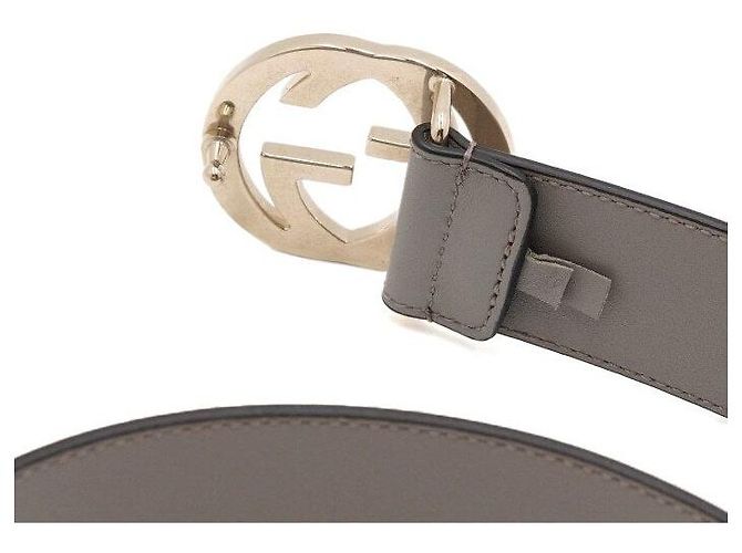 Gucci Gold Metal GG Interlocking Women's Leather Belt - view 5