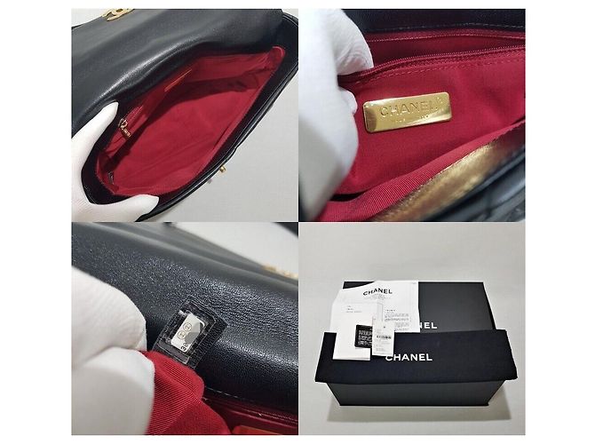 Chanel Bolsa com aba Large em pele de cabra Preto - vista 10