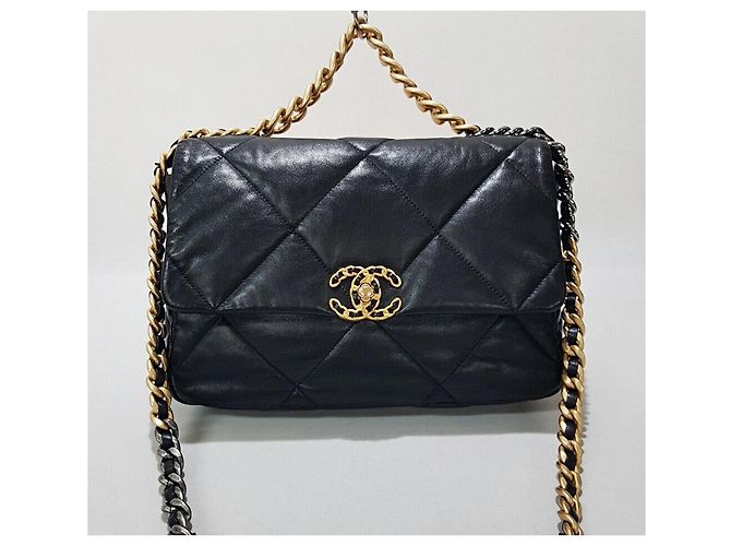 Chanel Bolsa com aba Large em pele de cabra Preto - vista 2