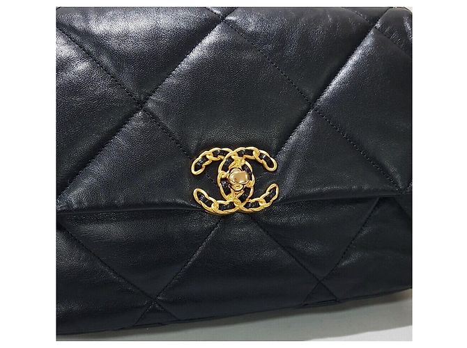 Chanel Bolsa com aba Large em pele de cabra Preto - vista 3